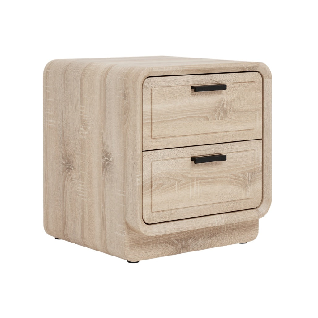 Modern Wooden Nightstand with Two Drawers and Minimalist Design