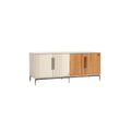 Modern Two-Tone Wooden Storage Cabinet with Textured Doors