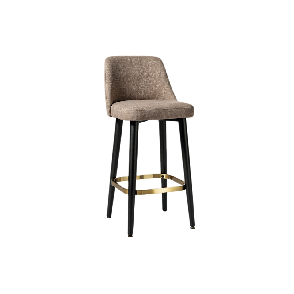 Modern Upholstered Bar Stool with Metal Frame and Footrest